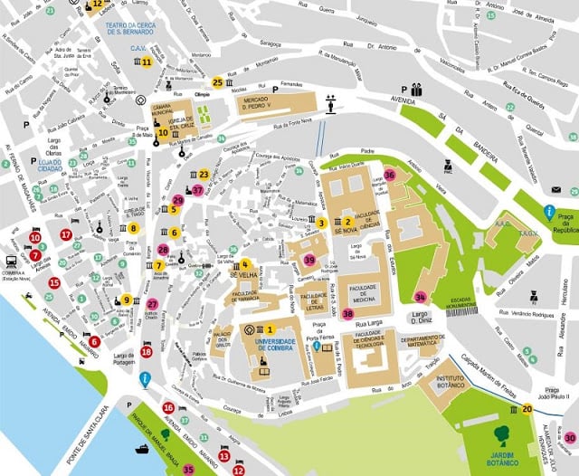 Mapa turístico de Coimbra